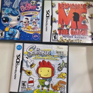 Lot of 3 DS Games, Scribblenauts, Littlest Pet Shop 3, Despicable Me